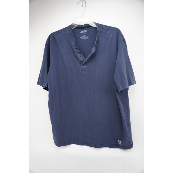 VGC Duluth Trading Mens Henley Shirt Extra Large Blue 40 Grit 100% Cotton - Picture 2 of 6